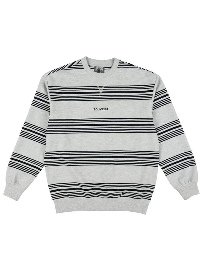 Stripped Crew Sweatshirt - Athletic Grey
