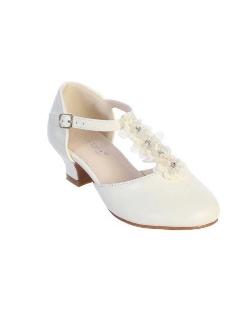 T STRAP GIRLS SHOES WITH FLOWER