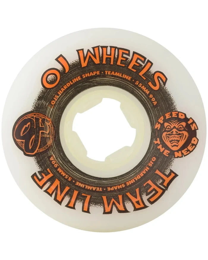 Team Line 99A Skateboard Wheels - White Bl/Orange