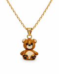 eddybär Charm an 925 Sterling Silber Kette, 14K vergoldet, verspielter Anhänger