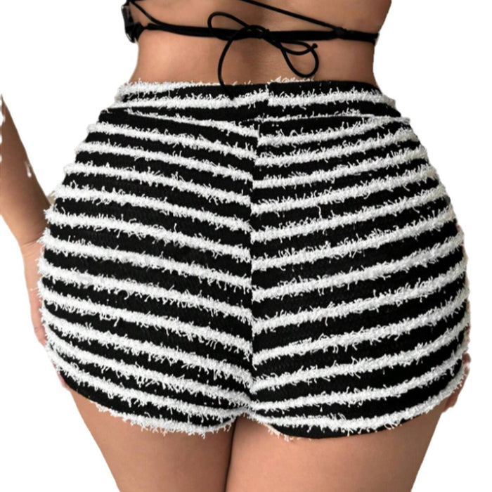 Texture Striped Shorts Loose Casual New