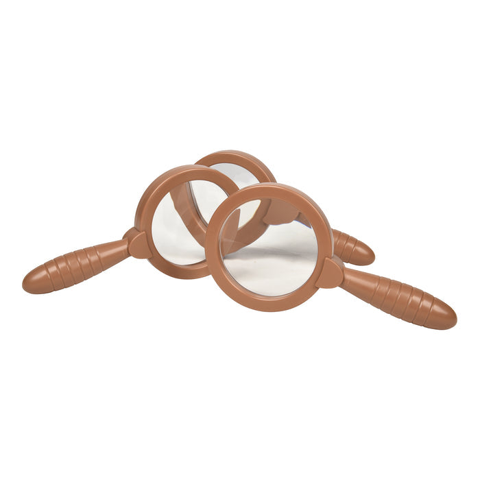 Pair of brown magnifying glasses on a white background