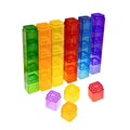 Set of colorful transparent building blocks on a white background