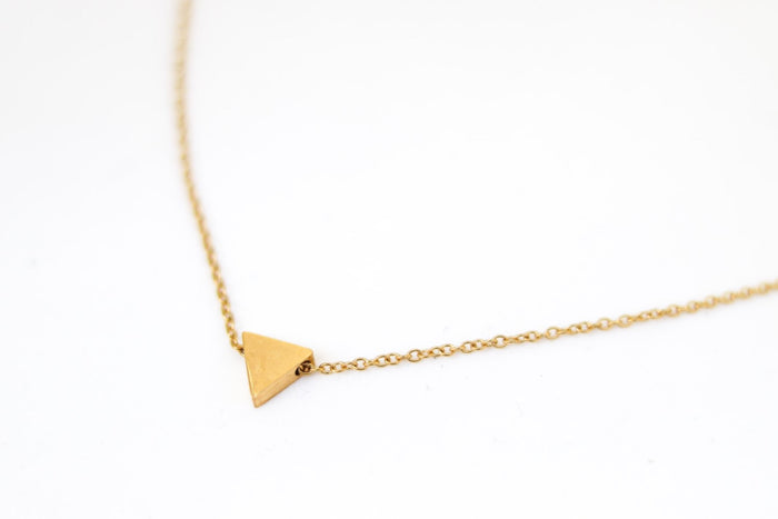 Triangle bracelet, gold tone chain bracelet, small triangle bead charm bracelet