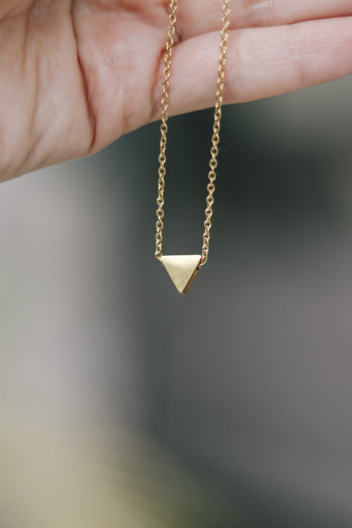 Triangle necklace, tiny gold bead necklace, chain necklace, personalised jewelry, festival jewelry
