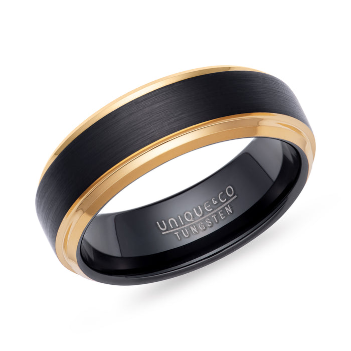Tungsten Black & Gold Ring