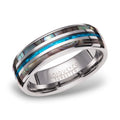 Tungsten Ring with Abalone Shell Inlay