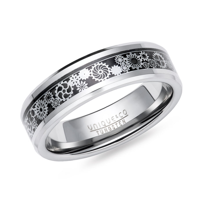 Tungsten Ring with Black Carbon Fibre Inlay