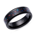 Tungsten Ring with Black/Red Stone & Opal