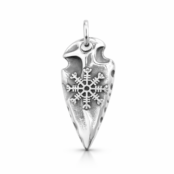 Viking arrowhead pendant Helm of Awe stainless steel Norse jewellery