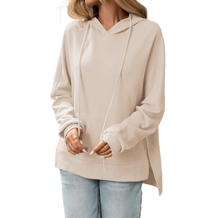 Waffle Knit Pullover Long Sleeve Sweater