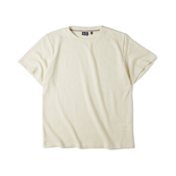 Waffle Round Neck Knitted Short Sleeve T-shirt Half Sleeve Bottoming Shirt