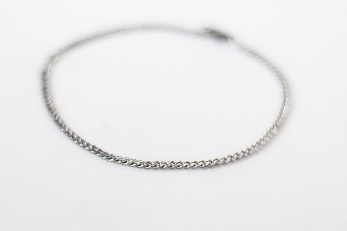 silver tone chain anklet for men