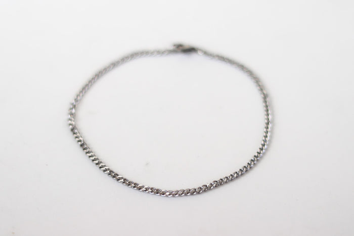 silver tone chain anklet for men