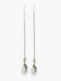 stem&stone white quartz threader earrings with 925 sterling silver chain and 7mm teardrop stone.