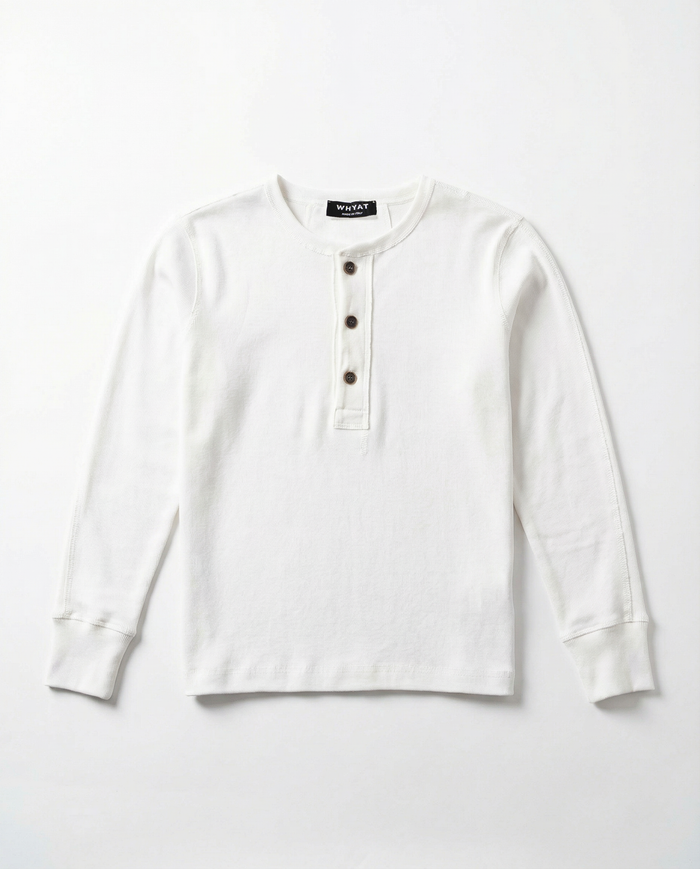 WHYAT RIB Henley Longsleeve / WHITE