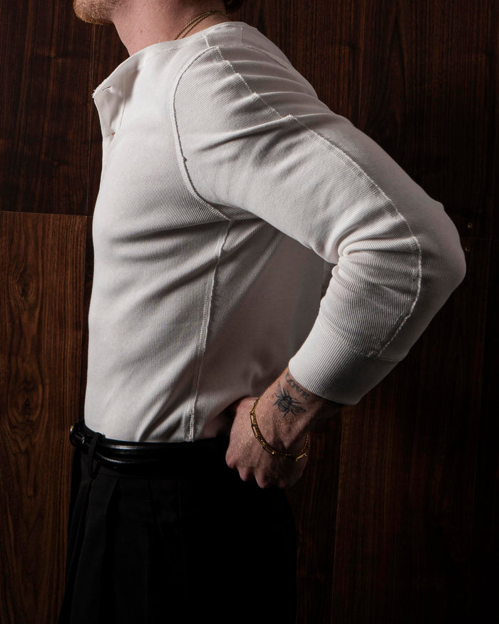 WHYAT RIB Henley Longsleeve / WHITE