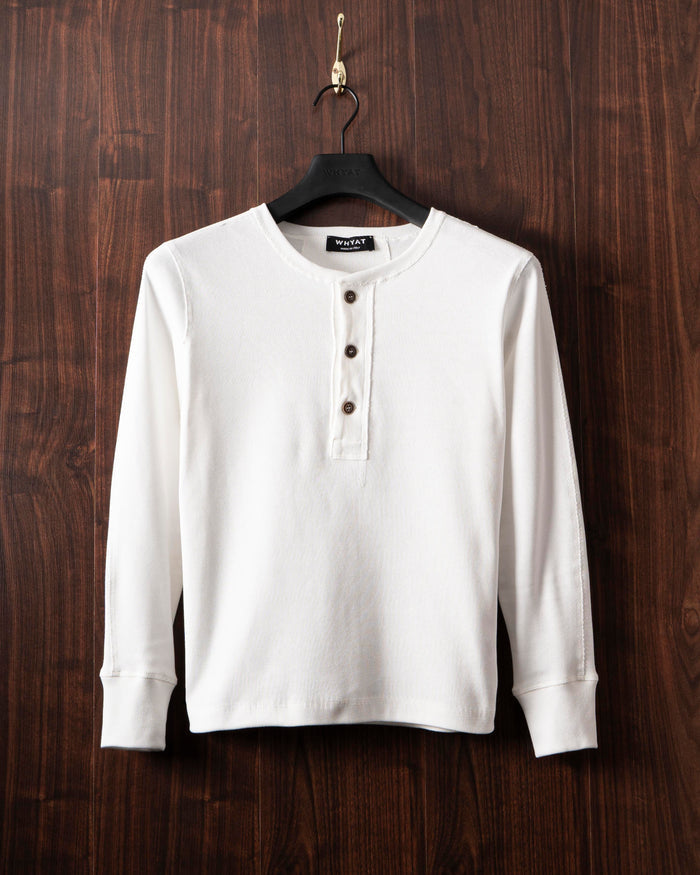 WHYAT RIB Henley Longsleeve / WHITE