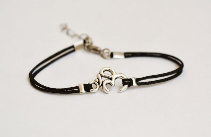 Women bracelet with Tibetan silver Om charm - shani-adi-jewerly