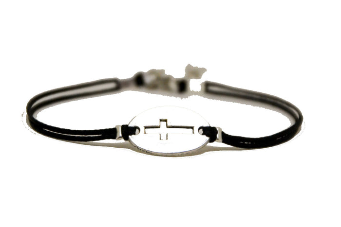 Women bracelet with silver cross round charm - shani-adi-jewerly