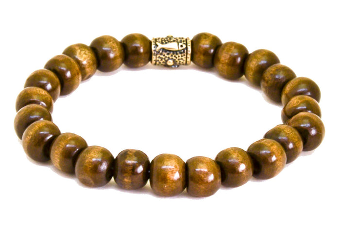 Wood beads hamsa bracelet for men - shani-adi-jewerly