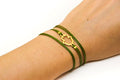 Wrap green cord bracelet with gold hamsa charm - shani-adi-jewerly