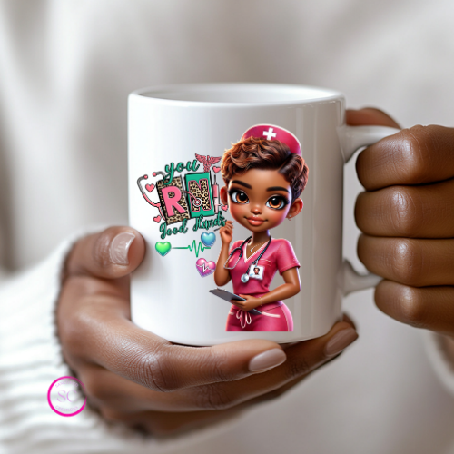 You RN Good Hands" Nurse Ceramic Mug with UV DTF Wrap